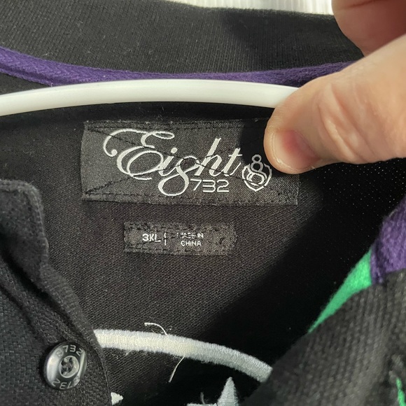 Eight 732 8732 Embroidered Men's Black Short Sleeve Button Up Size 3XL - Picture 2 of 3